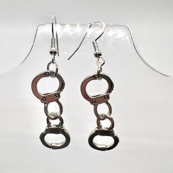Handcuff Earrings - Police Earrings - Cop Costume Earrings - Picture 1 of 9